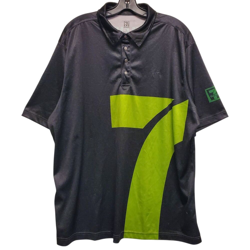 7 ELEVEN Polo Shirt Adult XL Gray Green Pullover V-Neck Employee Team Uniform